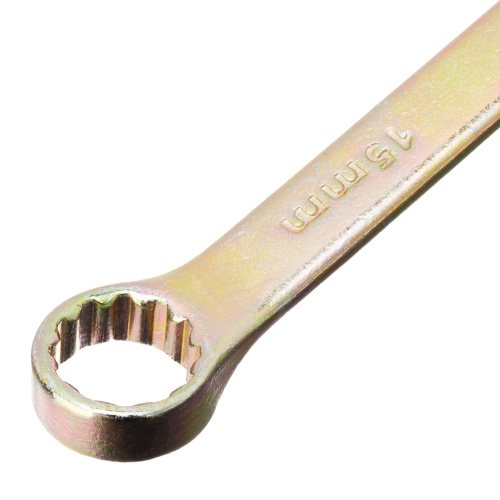 Ключ комбинированный, 15 мм, желтый цинк Сибртех по ценам производителя в Уфе с доставкой по всей России