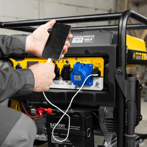 Генератор бензиновый PS 70 EA, 7.0 кВт, 230 В, 25 л, коннектор автоматики, электростартер Denzel по ценам производителя в Уфе с доставкой по всей России