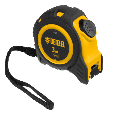 Рулетка 3м х 16мм, обрезиненный корпус, автоматическая фиксация Denzel по ценам производителя в Уфе с доставкой по всей России