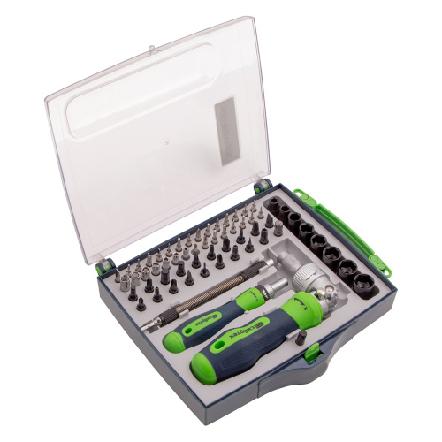 Отвертки реверсивные с набором бит, торцевых головок, 61 предмет, CrV Сибртех по ценам производителя в Уфе с доставкой по всей России