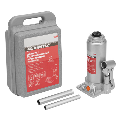 Домкрат гидравлический бутылочный, 6 т, h подъема 216-413 мм, в пластиковом кейсе Matrix по ценам производителя в Уфе с доставкой по всей России