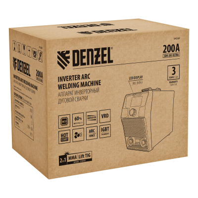 Аппарат инвертор. дуговой сварки SDR-205 Ultra, 200 А, ПВ 60% Denzel по ценам производителя в Уфе с доставкой по всей России