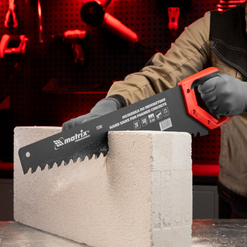 Ножовка по пенобетону, 500 мм, защитное покрытие, твердосплавные напайки на зубья, двухкомпонентная рукоятка Matrix по ценам производителя в Уфе с доставкой по всей России