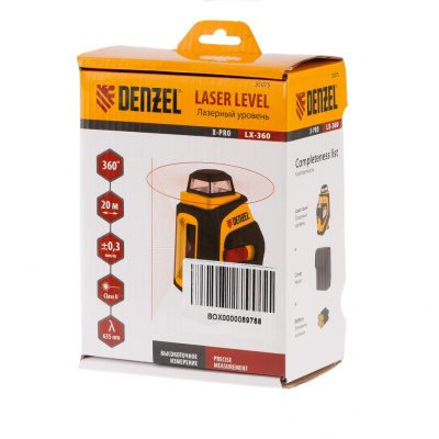 Лазерный уровень LX360, 20 м, ± 0,3 мм/1 м, горизонтальная и вертикальная плоскости, 360 град, 635 нм, резьба 1/4 Denzel по ценам производителя в Уфе с доставкой по всей России