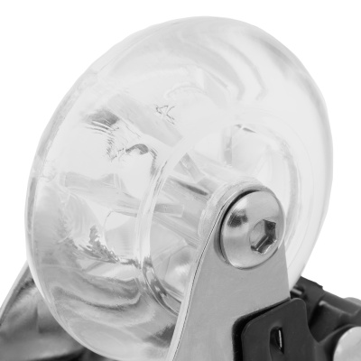 Колесо ПУ прозрачное поворотное с тормозом d-50 мм, крепление платформенное Сибртех по ценам производителя в Уфе с доставкой по всей России