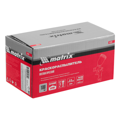 Краскораспылитель HVLP пневмат. с верхним бачком V= 0,1 л, сопло диаметром 0.8 мм Matrix по ценам производителя в Уфе с доставкой по всей России