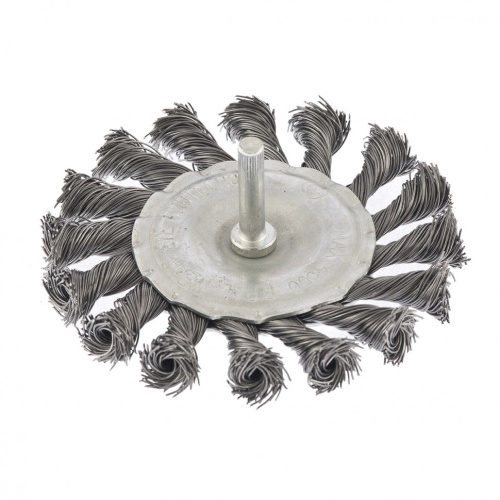 Щетка для дрели, 100 мм, плоская со шпилькой, крученая металлическая проволока Сибртех по ценам производителя в Уфе с доставкой по всей России