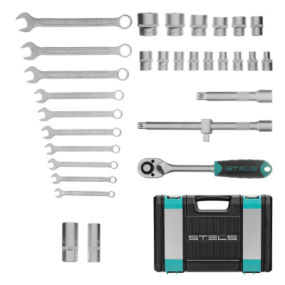 Набор инструментов, 1/2", CrV, пластиковый кейс 31 предмет Stels по ценам производителя в Уфе с доставкой по всей России
