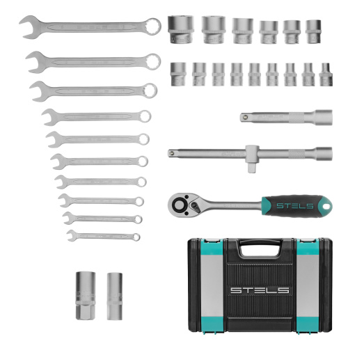 Набор инструментов, 1/2", CrV, пластиковый кейс 31 предмет Stels по ценам производителя в Уфе с доставкой по всей России