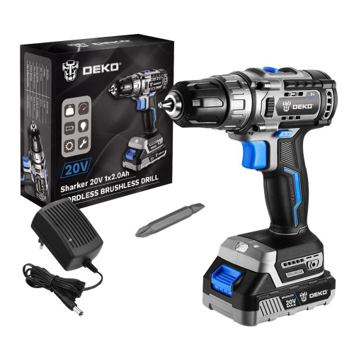 Дрель-шуруповерт аккумуляторная бесщеточная DEKO Sharker 20V, 20В, 1*3.0Ач по ценам производителя в Уфе с доставкой по всей России