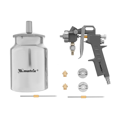 Краскораспылитель пневматический с нижним бачком V 1, 0 л, сопло D 1.2, 1.5 и 1.8 мм Matrix по ценам производителя в Уфе с доставкой по всей России
