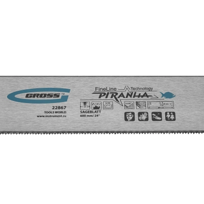 Пильное полотно для прецизионного стусла "Piranha", 600 мм, каленый зуб 2D, 14 TPI Gross по ценам производителя в Уфе с доставкой по всей России