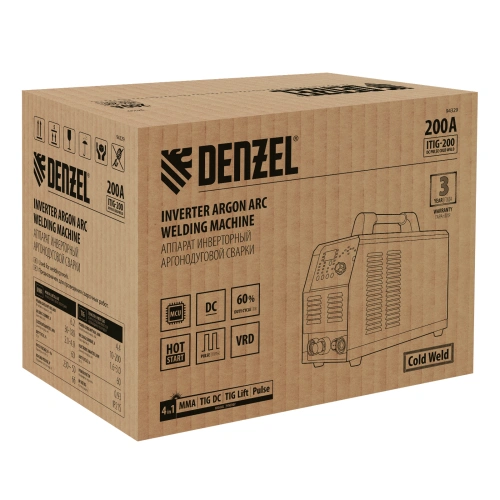 Аппарат инвертор. аргонодуговой сварки ITIG-200 DС Pulse Cold Weld, 200 А, ПВ 60% Denzel по ценам производителя в Уфе с доставкой по всей России