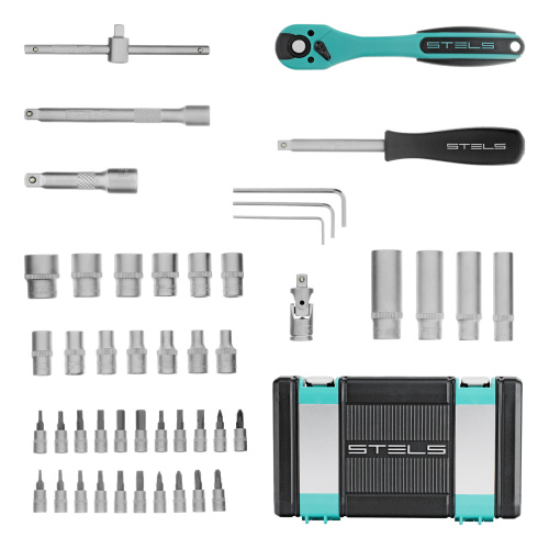 Набор инструментов, 1/4", Cr-V, S2, усиленный кейс, 47 предметов Stels по ценам производителя в Уфе с доставкой по всей России