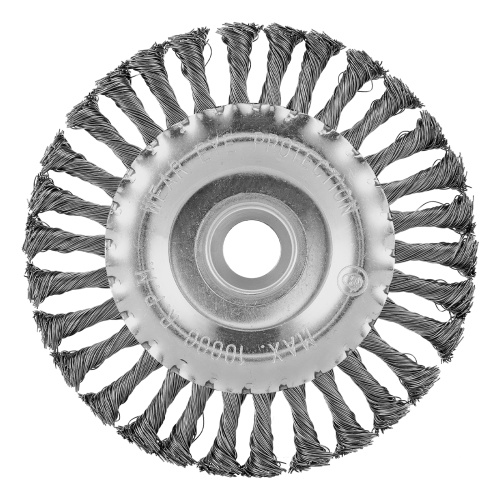 Щетка для УШМ 125 мм, посадка 22.2 мм, плоская, крученая металлическая проволока Сибртех по ценам производителя в Уфе с доставкой по всей России