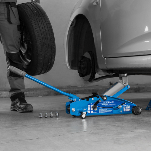 Домкрат гидравлический подкатной 2.5 т, с фиксатором, Safety Pin, 140-385 мм Stels по ценам производителя в Уфе с доставкой по всей России