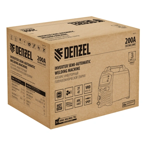 Аппарат инвертор. полуавтомат. сварки MultiMIG-200DP Synergy Double Pulse, 200 А, ПВ 80% Denzel по ценам производителя в Уфе с доставкой по всей России