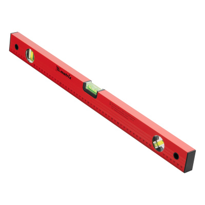 Уровень алюминиевый, 600 мм, 3 глазка, красный, линейка Matrix по ценам производителя в Уфе с доставкой по всей России