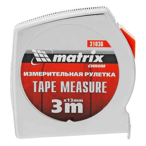 Рулетка Chrom,3 м x 13 мм,хромированный корпус Matrix по ценам производителя в Уфе с доставкой по всей России