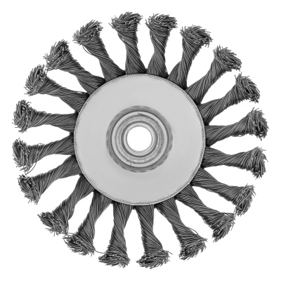 Щетка для УШМ, 125 мм, М14, "тарелка", крученая проволока 0.5 мм Matrix по ценам производителя в Уфе с доставкой по всей России