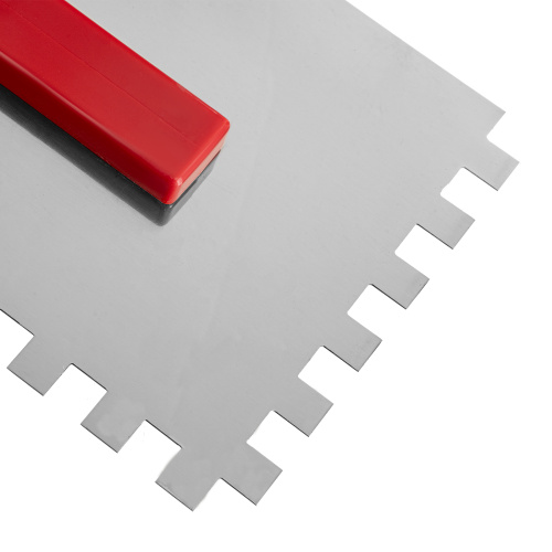 Гладилка стальная, 280 x 130 мм, зеркальная полировка, пластмастмассовая ручка, зуб 10 x 10 мм Matrix по ценам производителя в Уфе с доставкой по всей России