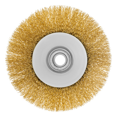 Щетка для УШМ, 125 мм, М14, "тарелка", латунированная витая проволока Matrix по ценам производителя в Уфе с доставкой по всей России