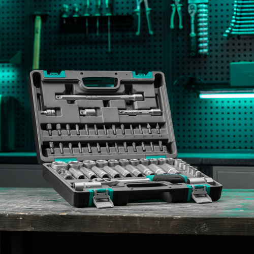 Набор инструментов, 1/2", CrV, пластиковый кейс 60 предметов Stels по ценам производителя в Уфе с доставкой по всей России