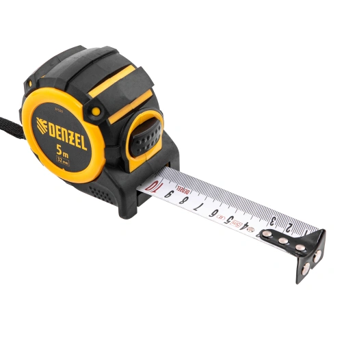 Рулетка 5м х 32мм, автоматич. фиксац., нейлон. покрытие, магнит. зацеп, двухстор. разметка Denzel по ценам производителя в Уфе с доставкой по всей России