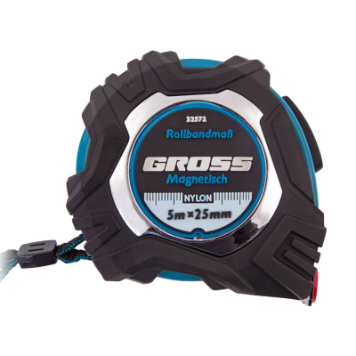Рулетка Magnetisch 5 м х 25 мм,обрезиненный корпус,автоматическая фиксация,Нейлоновое покрытиеытие,зацеп с магнитом Gross купить в Москве с доставкой по всей России | ProtosMarket.ru