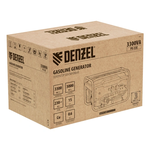 Генератор бензиновый PS-33E, 3.3 кВт, 230В, 15 л, электростартер Denzel купить в Москве с доставкой по всей России | ProtosMarket.ru