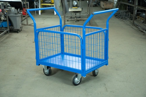 Тележка платформенная TOR ТП-2С (600х900) с бортами из сетки и двумя ручками (колеса 160 мм) по ценам производителя в Уфе с доставкой по всей России