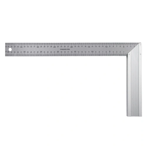 Угольник стальной 400 мм, нержавеющая сталь, градуировка, алюминиевое основание Denzel по ценам производителя в Уфе с доставкой по всей России