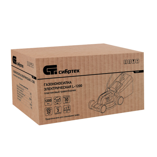 Газонокосилка электрическая L1200, 1200 Вт, ширина 32 см, 3 уровня, пластиковый травосборник 30 л. Сибртех по ценам производителя в Уфе с доставкой по всей России