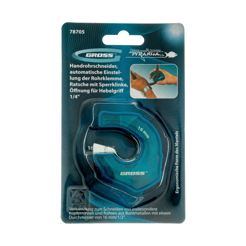 Труборез ладонный "Piranha", 16 мм, 1/2, автоматическая регулировка зажима трубы, трещотка с храповым механизмом, отверстие 1/4 Gross по ценам производителя в Уфе с доставкой по всей России