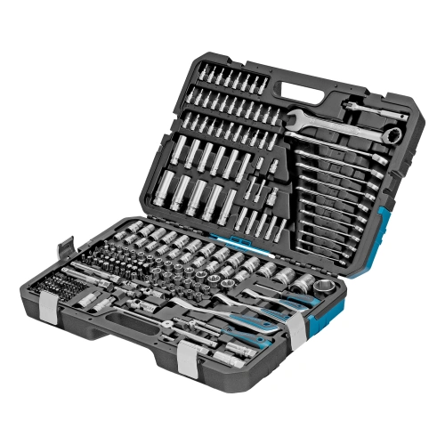 Набор инструментов, 1/2", 3/8", 1/4", CrV, 120 зубьев, 216 предметов Gross по ценам производителя в Уфе с доставкой по всей России