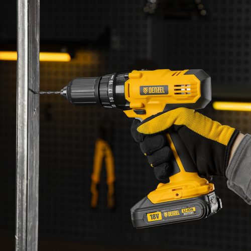 Дрель-шуруповерт аккумуляторная CDL-IB-18-02, Li-Ion, 18 В, 2 акк. Denzel по ценам производителя в Уфе с доставкой по всей России