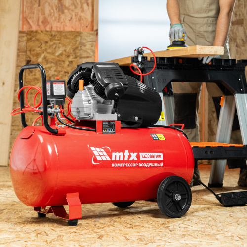 Компрессор воздушный КК-2200/100, 2,2 кВт, 350 л/мин, 100 л, прямой привод, масляный MTX по ценам производителя в Уфе с доставкой по всей России