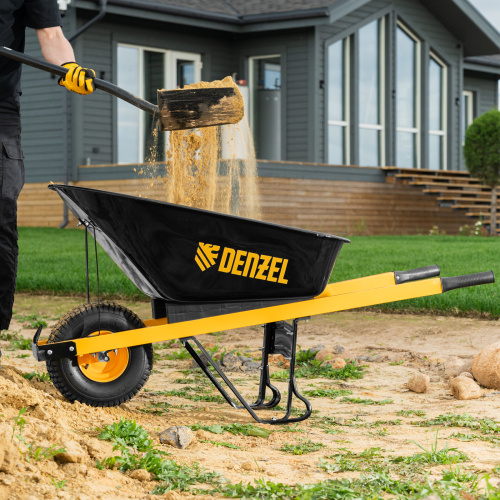 Тачка строительная, усиленная, объем 140 л, 230 кг, колесо 15х6.00-6 Denzel по ценам производителя в Уфе с доставкой по всей России