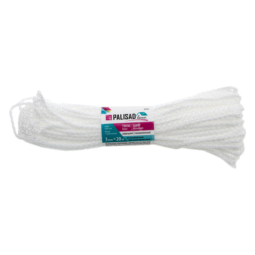 Шнур бельевой полипропиленовый с сердечником, 3 мм, L 20 м, белый, Home Palisad по ценам производителя в Уфе с доставкой по всей России