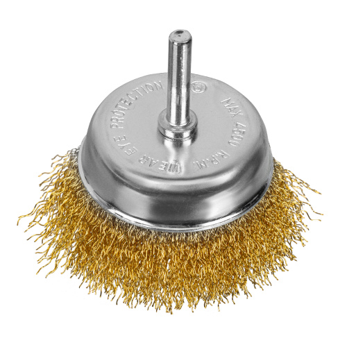Щетка для дрели, 75 мм, "чашка" со шпилькой, латунированная витая проволока Matrix по ценам производителя в Уфе с доставкой по всей России