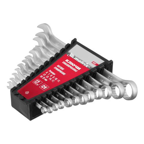 Набор ключей комбинированных, 6-22 мм, 12 шт, CrV, матовый хром Matrix по ценам производителя в Уфе с доставкой по всей России