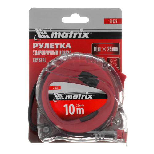 Рулетка Crystal,10 м х 25 мм,корпус из поликарбоната Matrix по ценам производителя в Уфе с доставкой по всей России