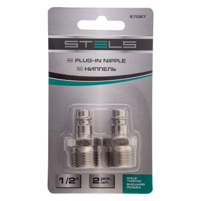 Ниппель универсальный быстросъемный ("папа") внешняя резьба 1/2, 2 шт, Stels по ценам производителя в Уфе с доставкой по всей России