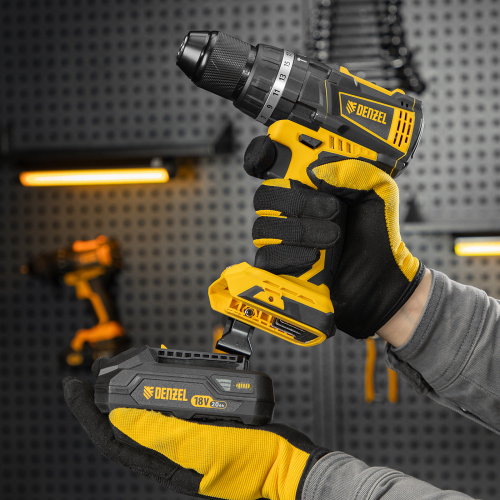 Дрель-шуруповерт аккумуляторная ударная бесщет CIDB-IB-18-02, Li-Ion, 18 В, 2 акк. Denzel по ценам производителя в Уфе с доставкой по всей России