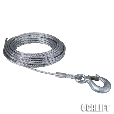 Трос стальной канат нерж для лебёдки РА 500/1000 диаметр 6мм длина 12м с крюком