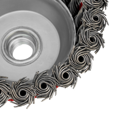 Щетка для УШМ, 100 мм, М14, "чашка", крученая проволока 0.8 мм Matrix по ценам производителя в Уфе с доставкой по всей России