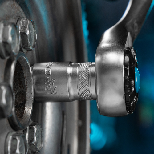 Набор торцевых головок, трещотка 120 зубьев, 1/2", CrV, 12 предметов Gross по ценам производителя в Уфе с доставкой по всей России