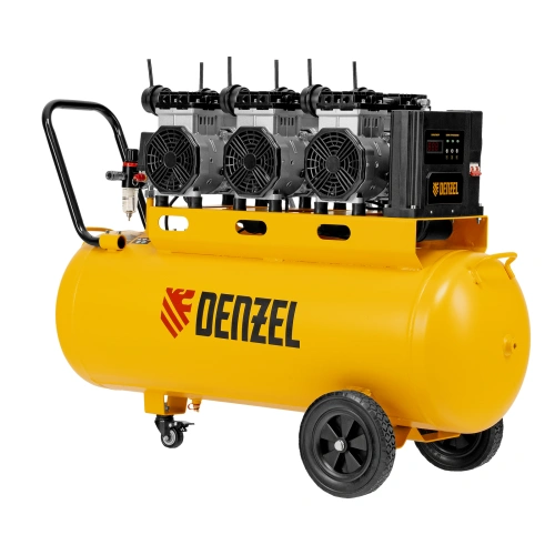 Компрессор безмасляный, малошумный DLS 3300/100, 3300 Вт,3x1100, 100 л, 570 л/мин ,блок управления Denzel по ценам производителя в Уфе с доставкой по всей России