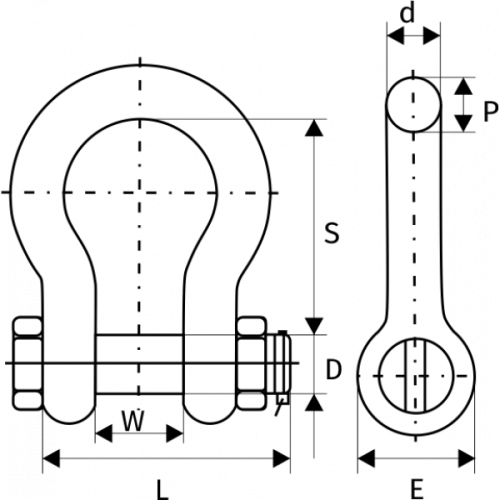 Скоба омегообразная  6,5 т, G2130, с гайкой и шплинтом  размер 7/8 по ценам производителя в Уфе с доставкой по всей России