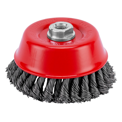 Щетка для УШМ, 125 мм, М14, "чашка", двухрядная, крученая проволока 0.8 мм Matrix по ценам производителя в Уфе с доставкой по всей России